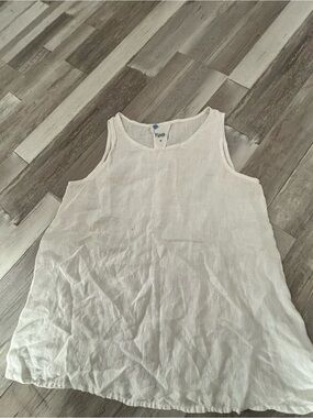 Yuvie Ivory Linen-Blend Sleeveless Tank
